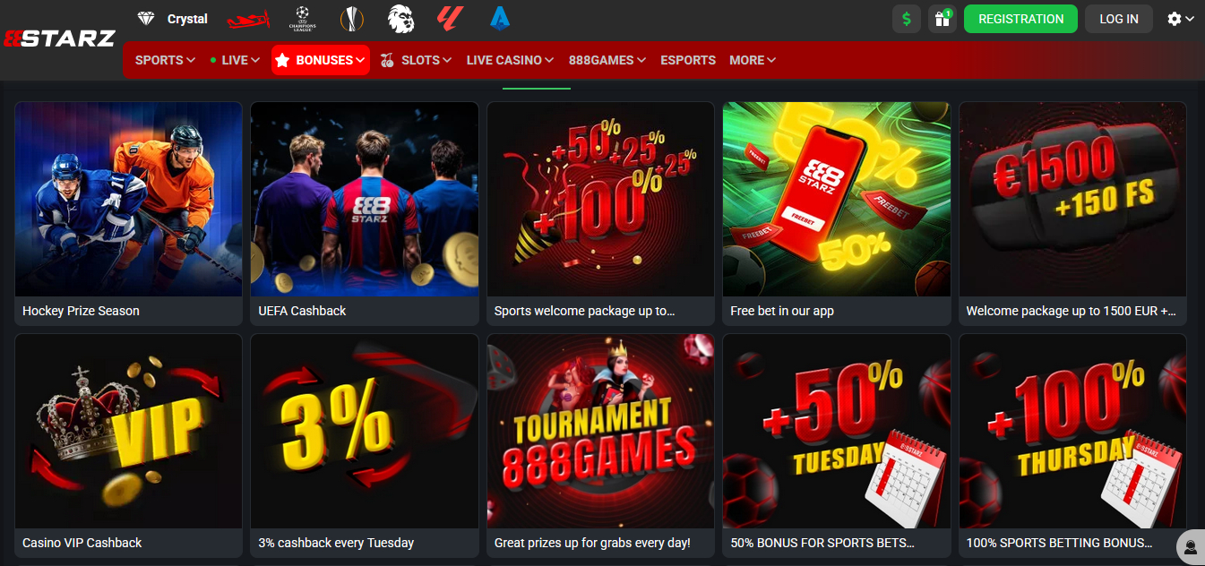 Bonuses and Promotion at 888starz