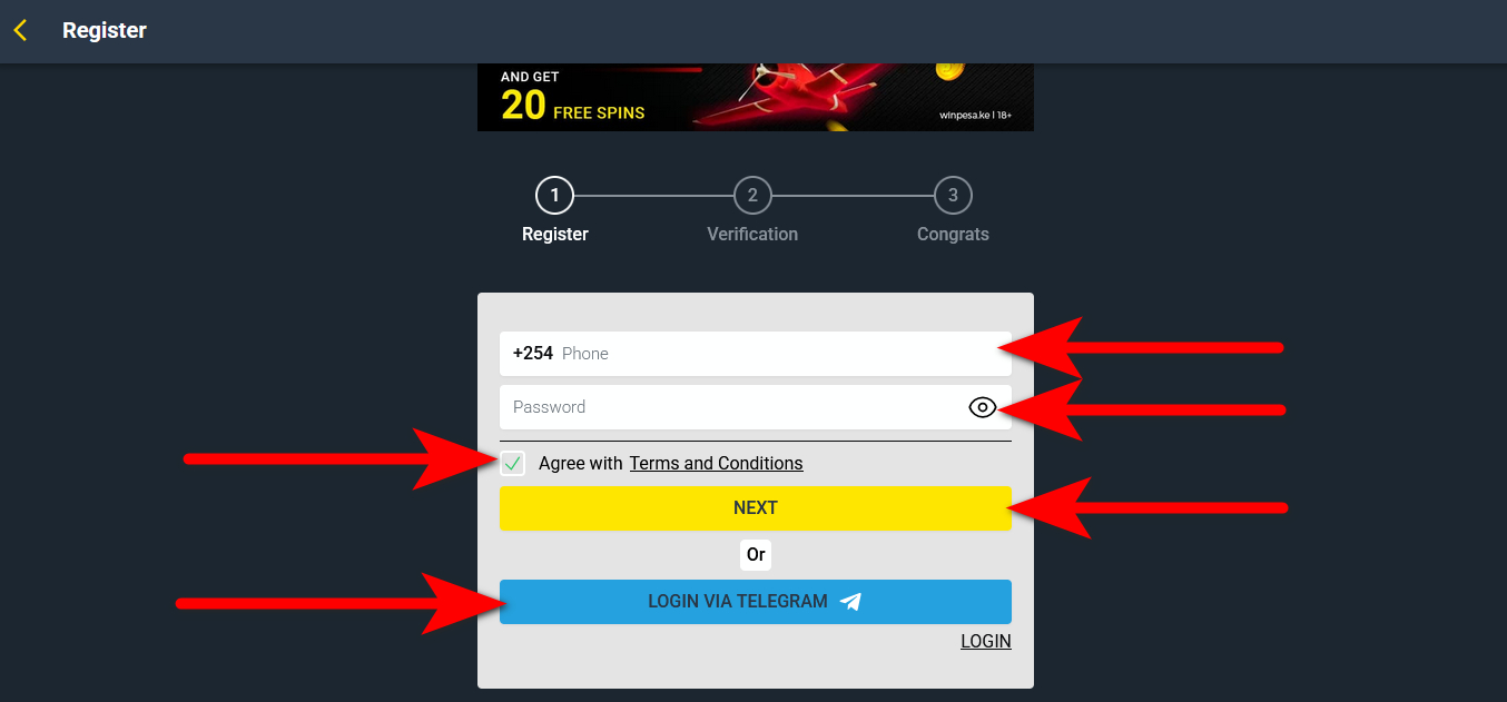 How to register at Winpesa